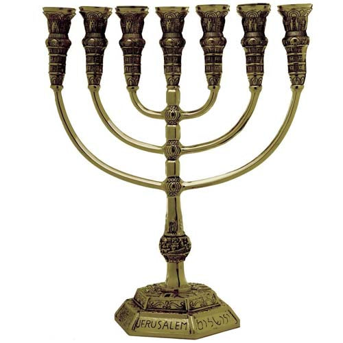 Menorah 16" Brass Temple
