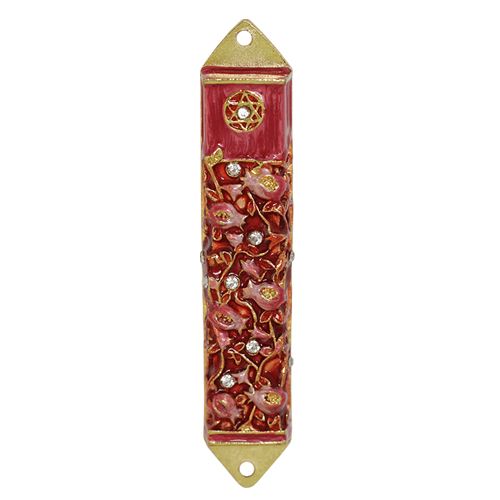 Pomegranate Enamel Mezuzah - Style A