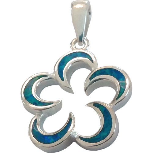 Flower Sterling Silver Pendant With Cut Opal