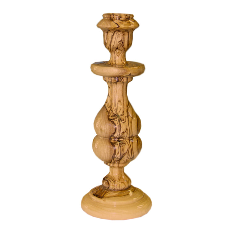 Olive Wood Candlestick - Style B