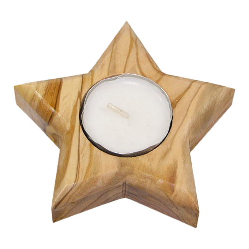 Olive Wood Star Tealight Candle Holder