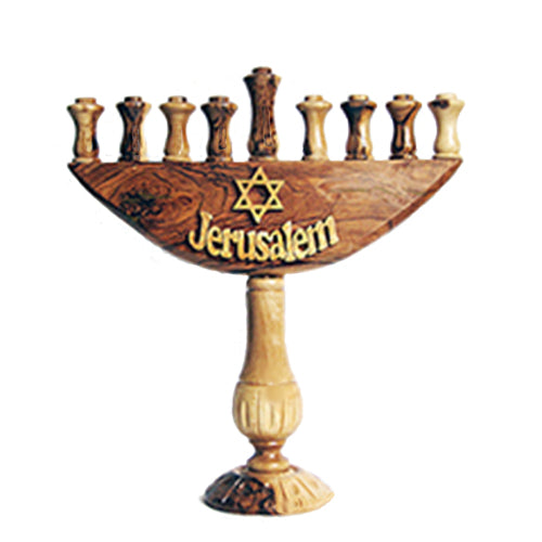 Olive Wood 12.25" Chanukiah