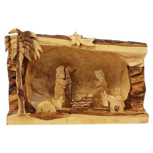 Olive Wood Nativity Log – Holyland Marketplace