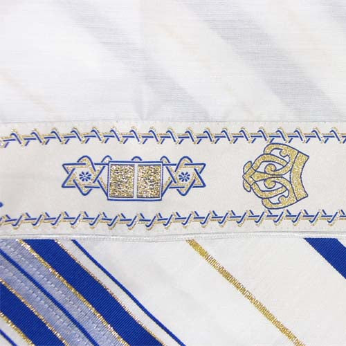 Prayer Shawl (27.5") Grafted-In Blue/Gold