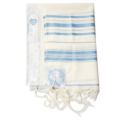 Prayer Shawl (24") Lt Blue/Silver (Wool)