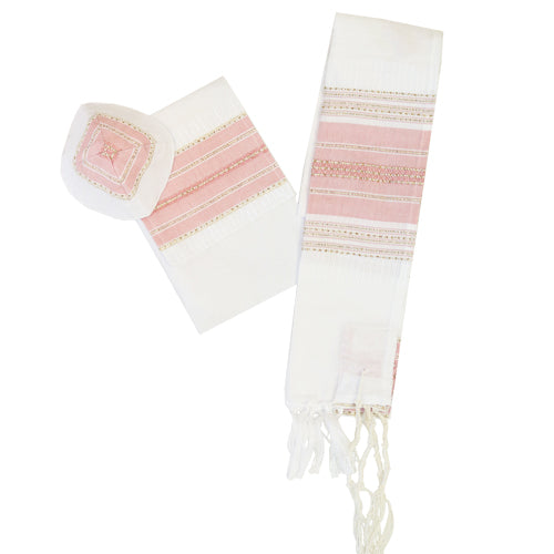 Infant Hand Woven Pink Tallit Set by Gabrieli