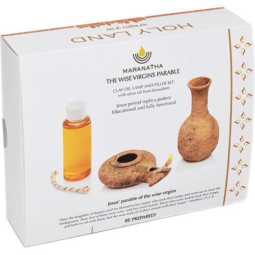 Wise Virgins Clay Lamp, Filler & Oil Set - Jesus Period