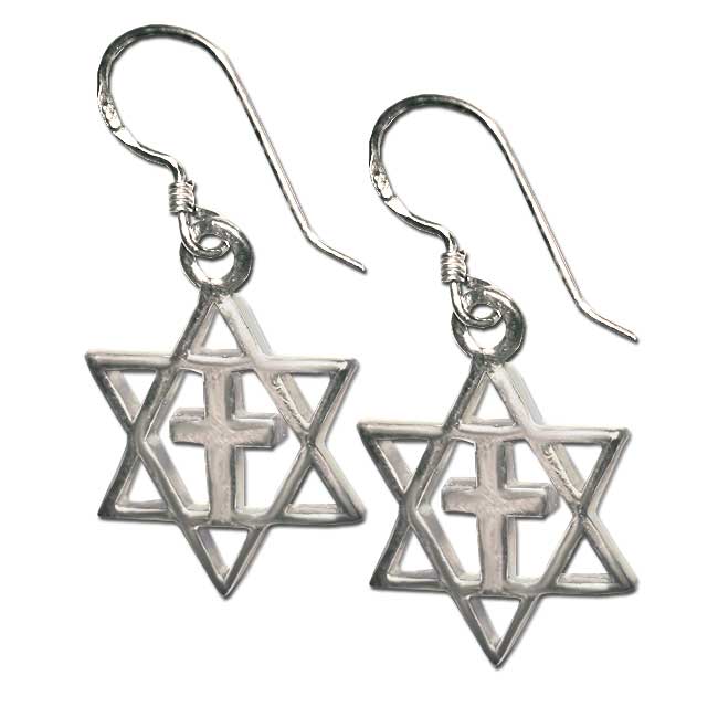 Star of David with cross Earrings