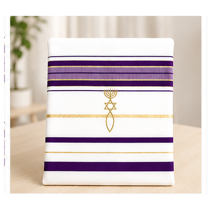 Purple & Gold Tallit Prayer Shawl with Bag