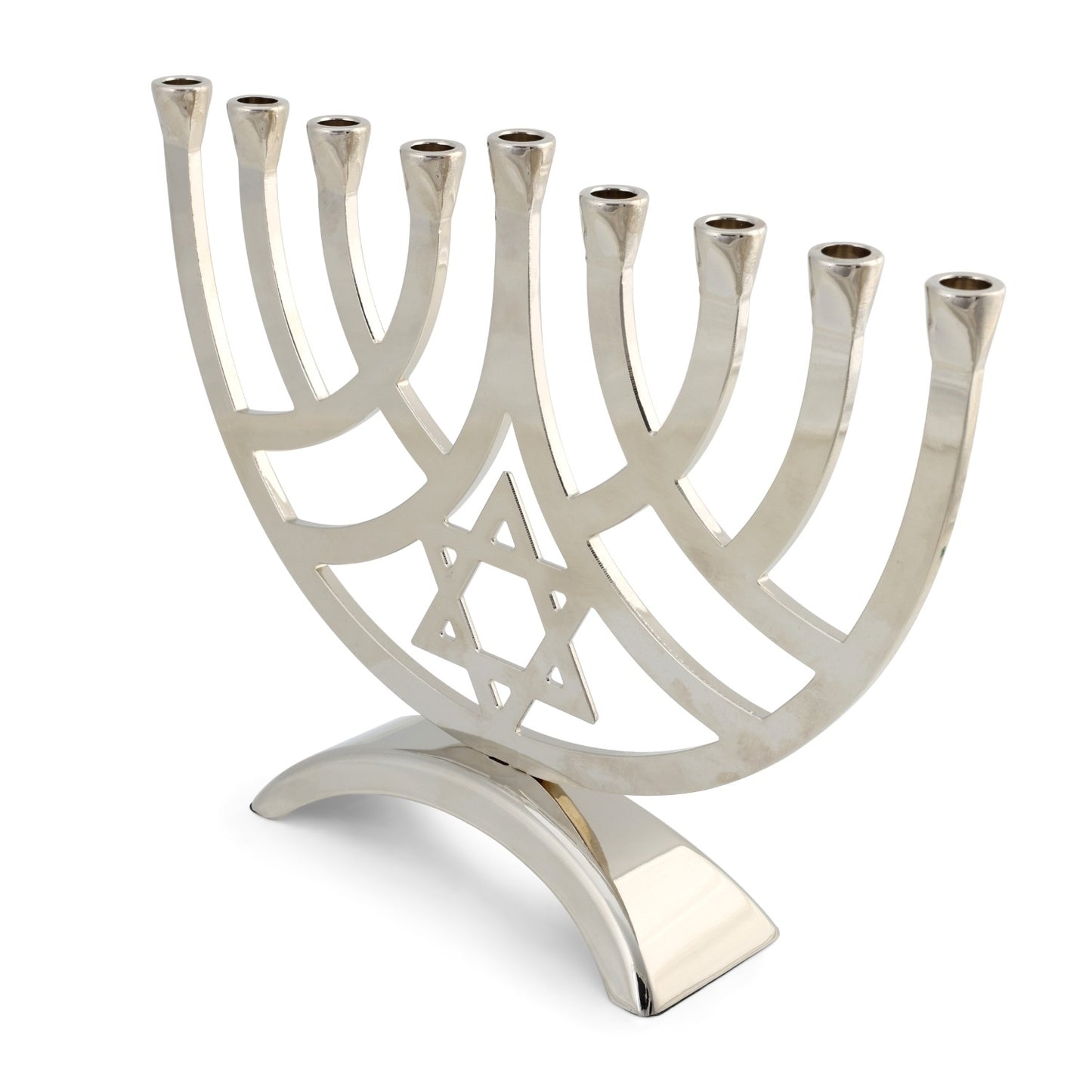 Star of David Hanukkiah - Blue with Gold or Silver Twisted