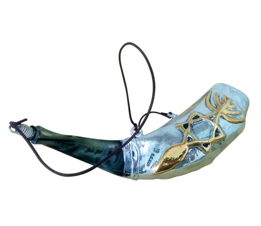 Anointing Oil Ram Shofar 11" - 13" - Silver Plated Grafted In Design