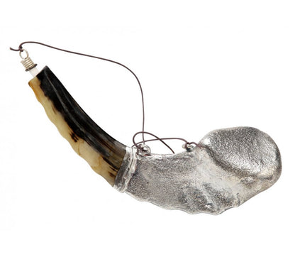Anointing Oil Ram Shofar 11" - 13" - Silver Plated Lion of Judah Design