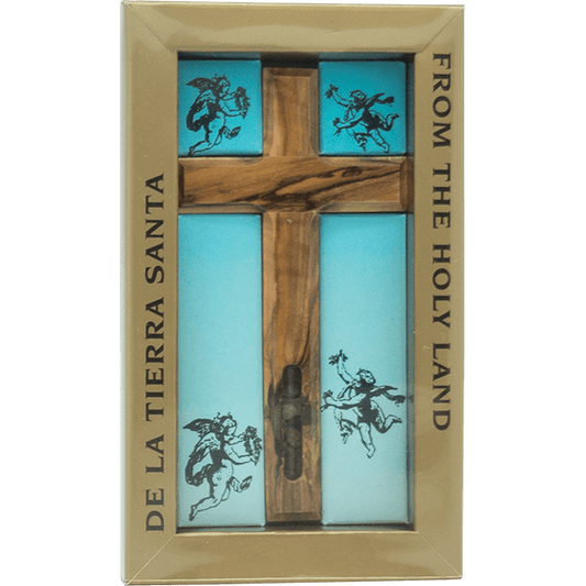 Olive Wood Cross with Holy Land Elements ( 2 Sizes)