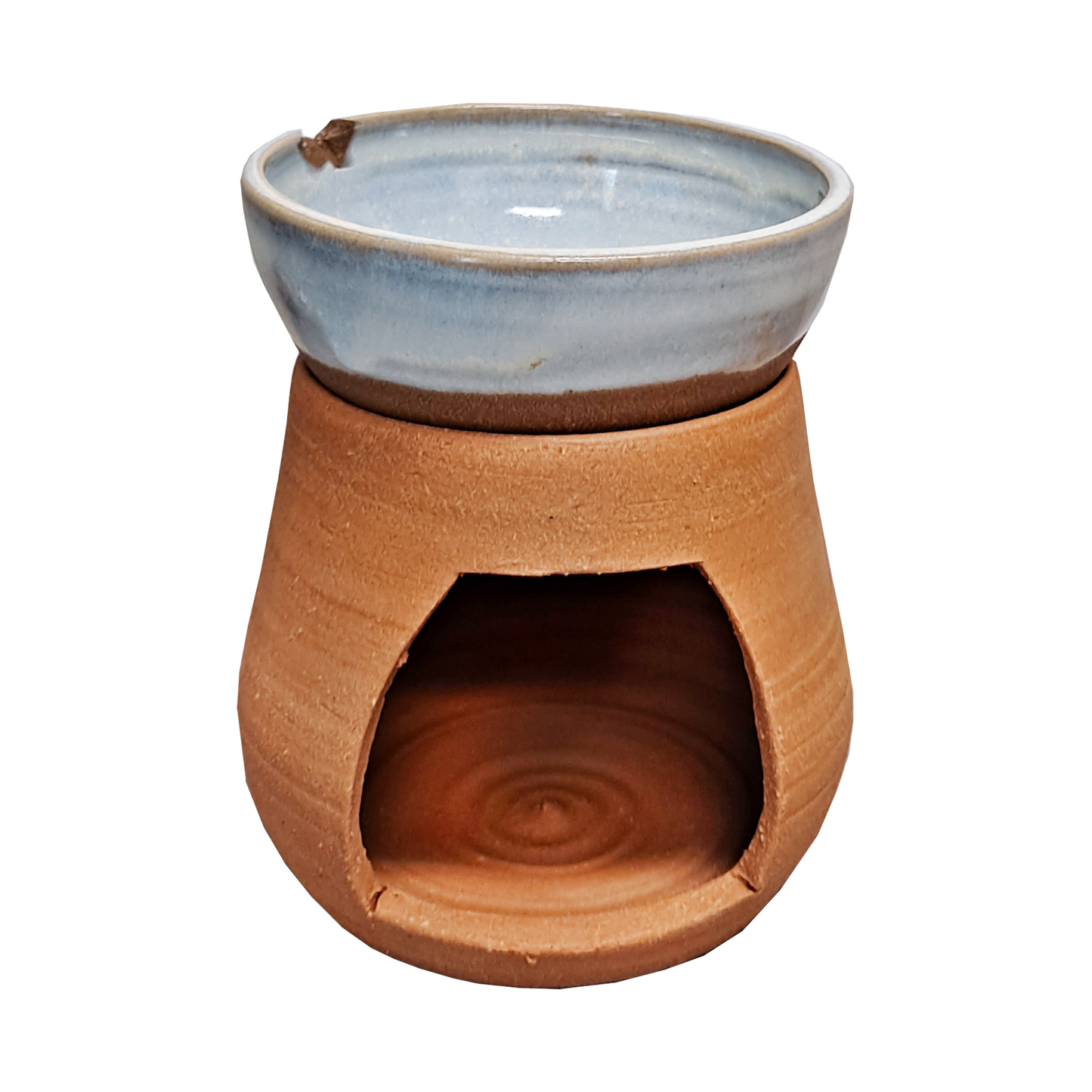 Incense & Tart Burner  (Variegated Light Blue) - Chipped