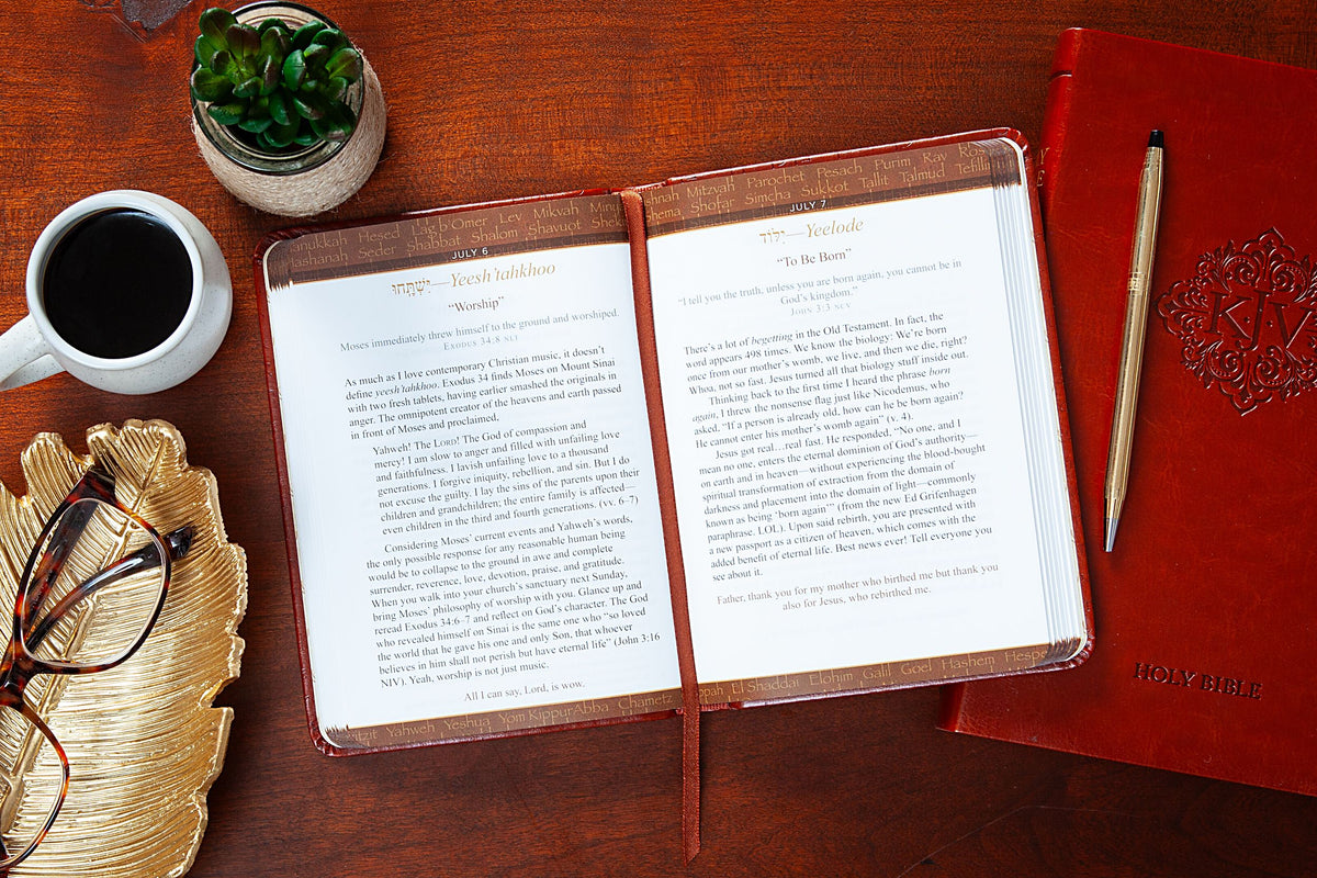Inside pages of 365 Hebrew Words Every Christian Should Know devotional