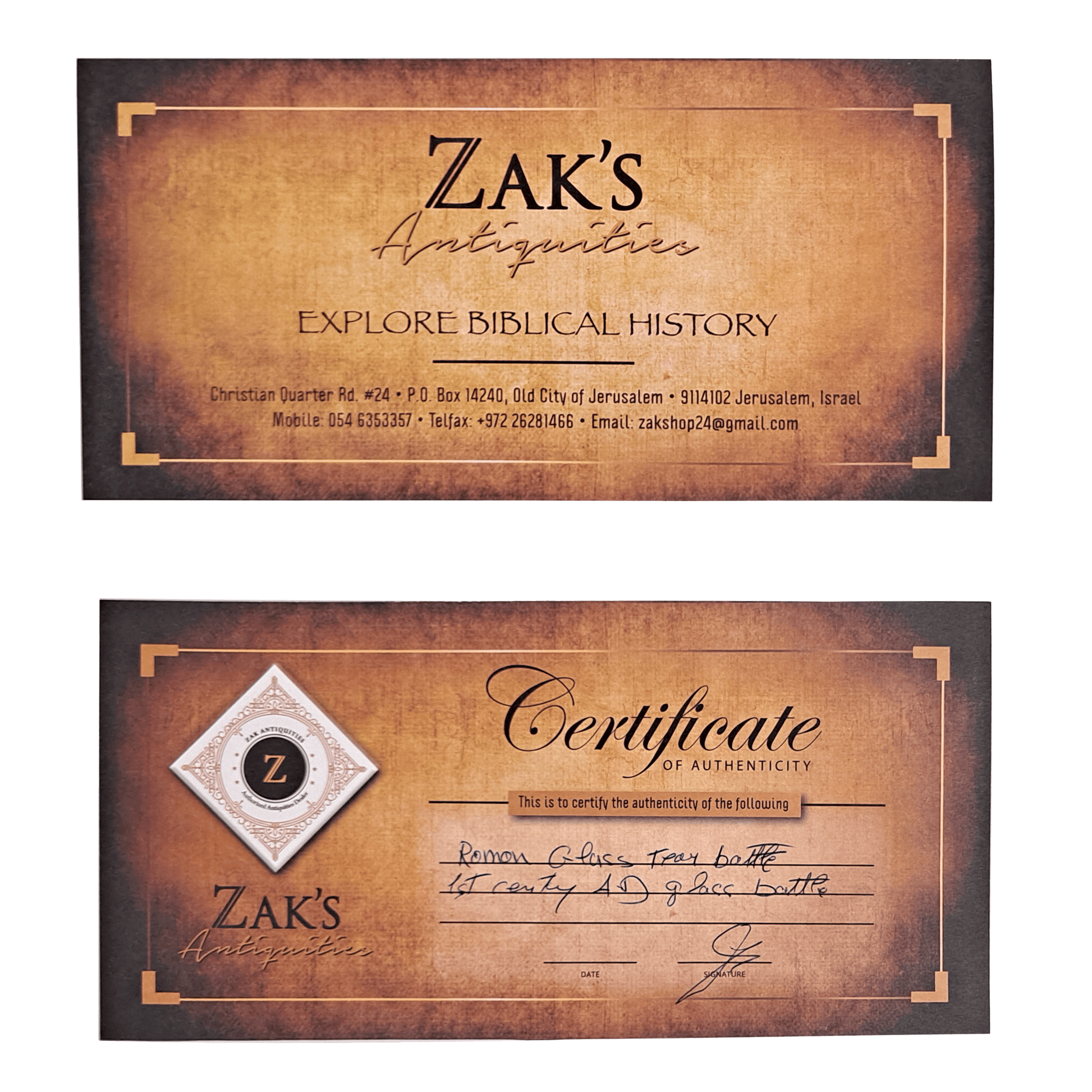 Certificates of Authenticity