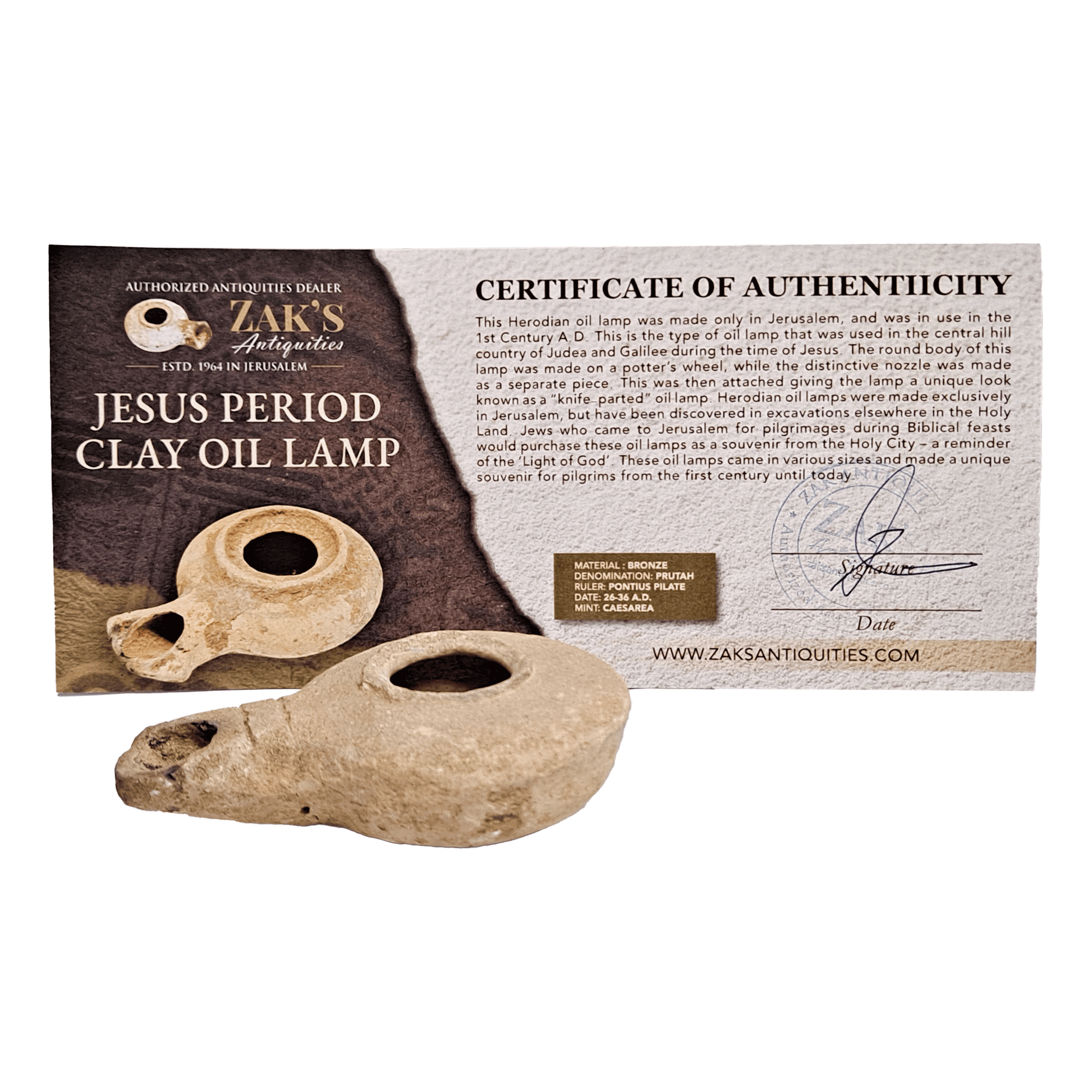 Herodian clay oil lamp - Jesus Period Antiquity with Certificate of Authenticity