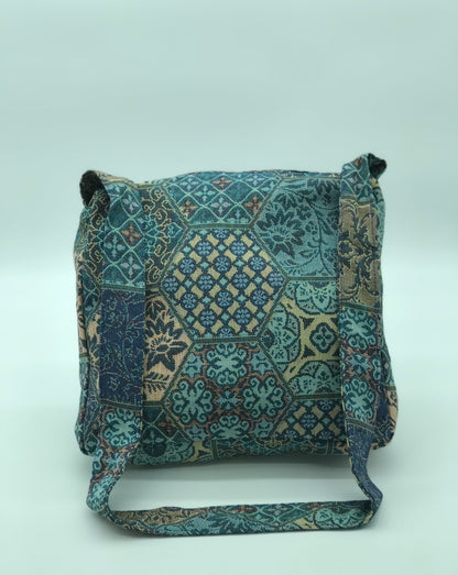 Randa Shoulder Bag - Medium - Cyan Geo Floral