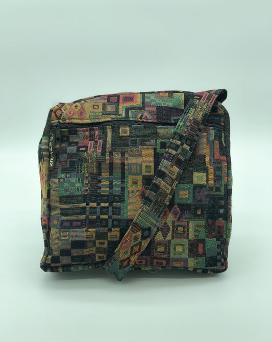 Randa Shoulder Bag - Medium - Black Geo Patchwork
