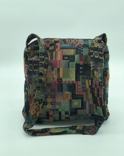 Randa Shoulder Bag - Medium - Black Geo Patchwork