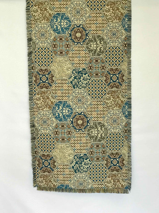 Medium Reversible Table Runner - Sand Geo Floral