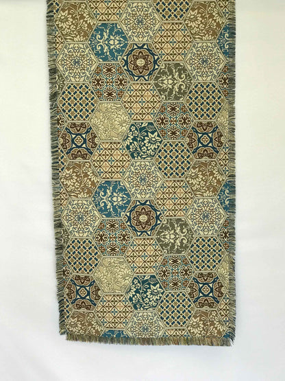 Large Reversible Table Runner - Sand Geo Floral