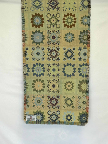 Large Black Floral Reversible Table Runner