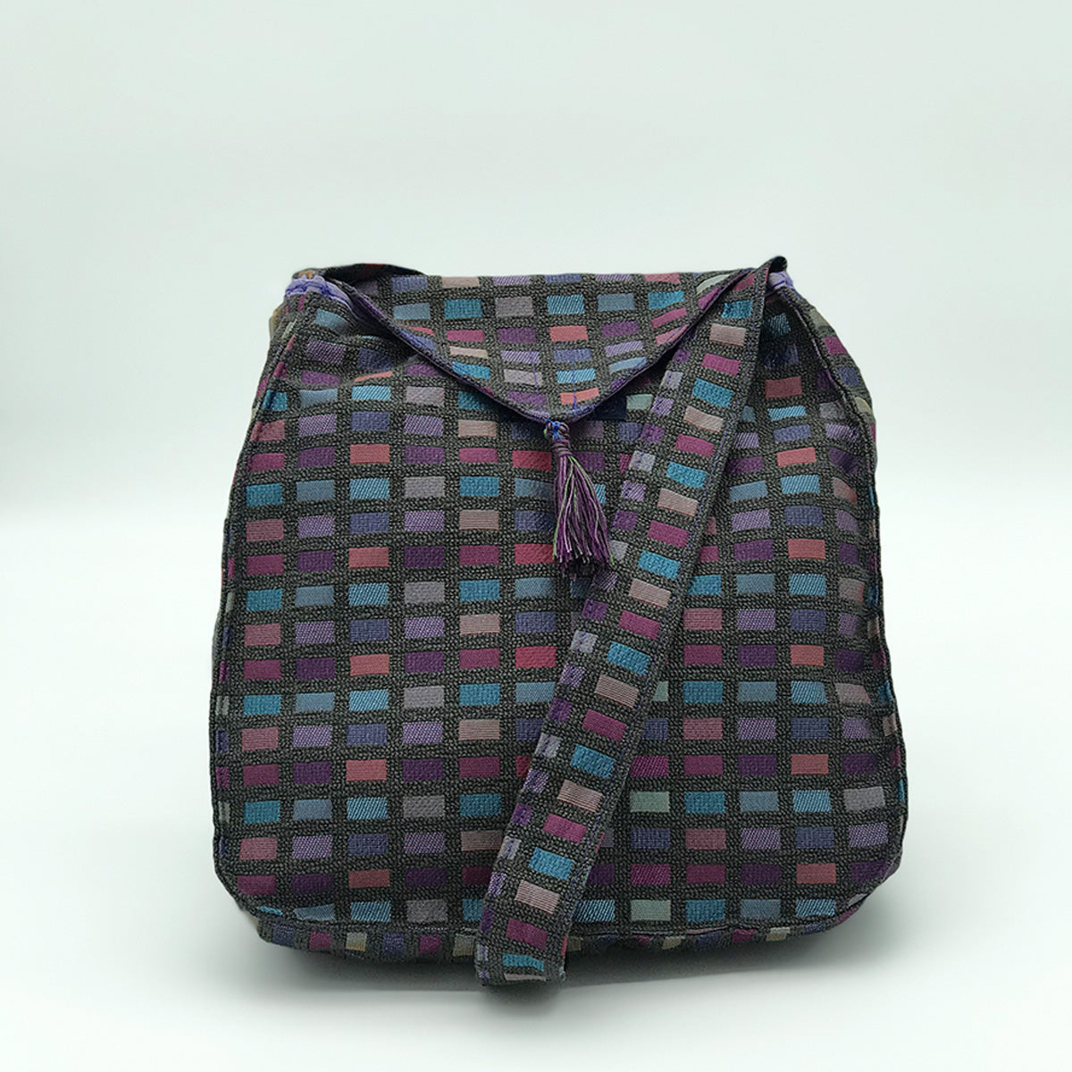 Sara Shoulder Bag - Handcrafted - Purple Tile