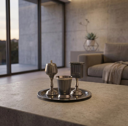 Slate Gray Aluminum Havdalah Set
