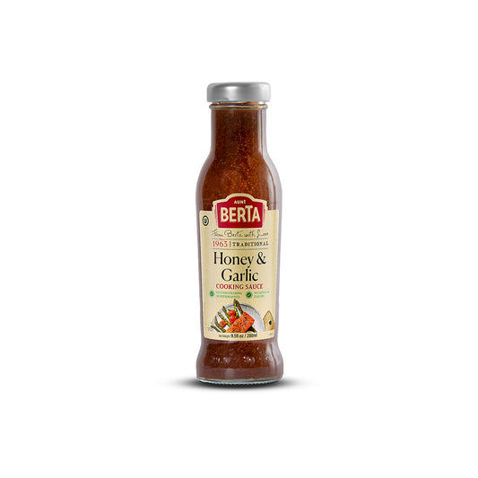 Bottle of Aunt Berta Honey & Garlic Cooking Sauce 