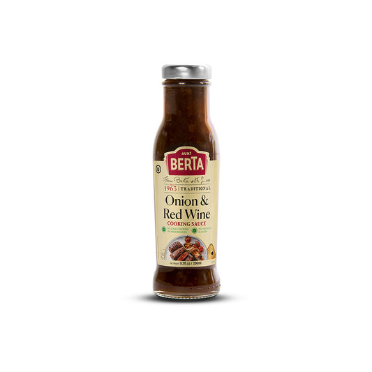 Bottle of Aunt Berta Onion & Red Wine cooking sauce 