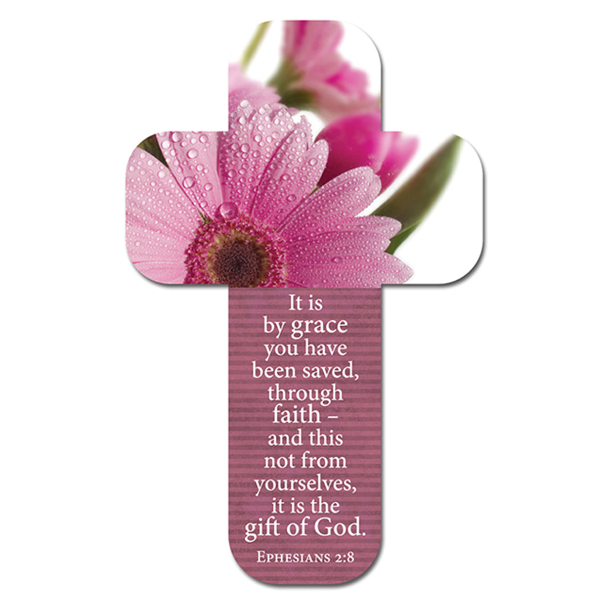 Grace Pink Daisy Paper Cross Bookmark - Ephesians 2:8