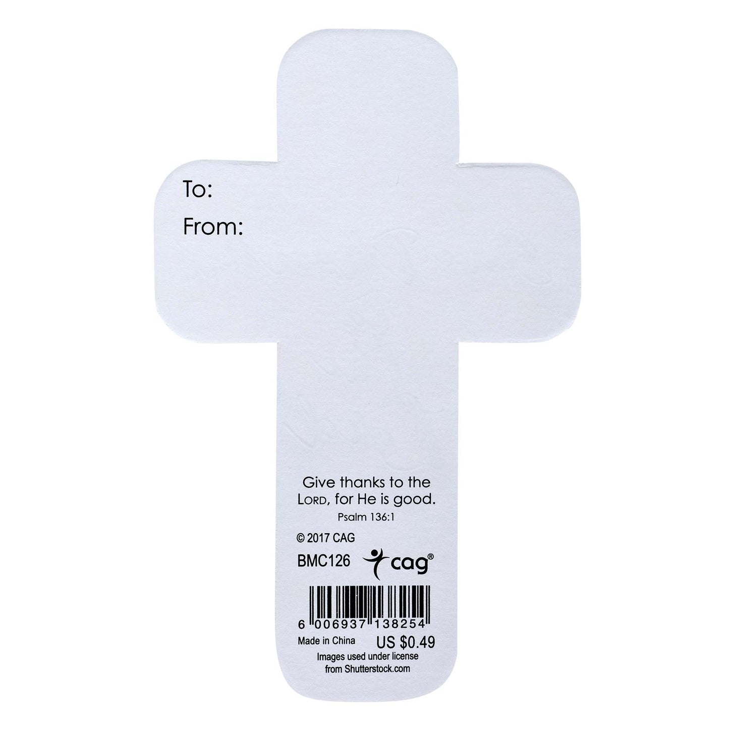 Give Thanks to the Lord Paper Cross Bookmark - Psalm 136:1