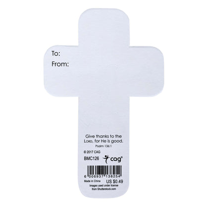 Give Thanks to the Lord Paper Cross Bookmark - Psalm 136:1
