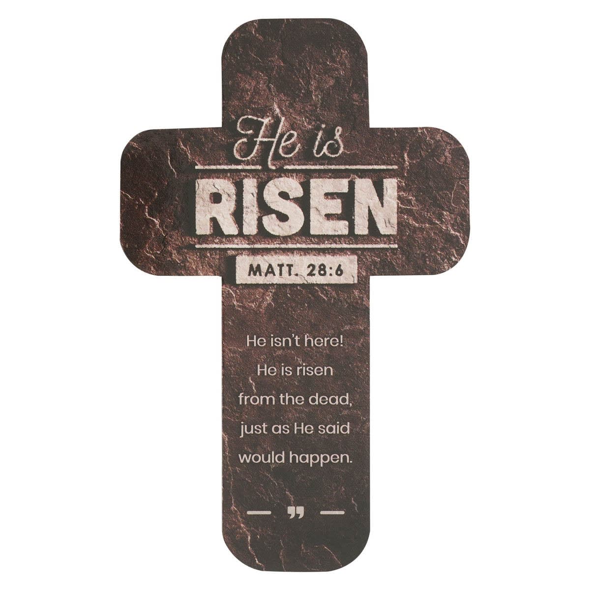 He is Risen Stone Cross Bookmark - Matthew 28:6