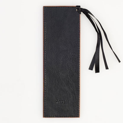 Strong & Courageous Black and Tan Faux Leather Bookmark - Joshua 1:9