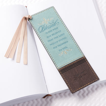 Blessed Is She Who Has Believed Faux Leather Bookmark - Luke 1:45