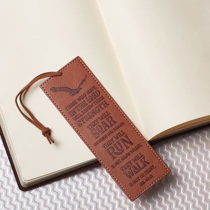 Hope in the Lord Brown Faux Leather Bookmark - Isaiah 40:31