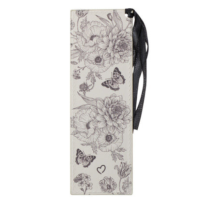 Garden Notes Gray Faux Leather Bookmark