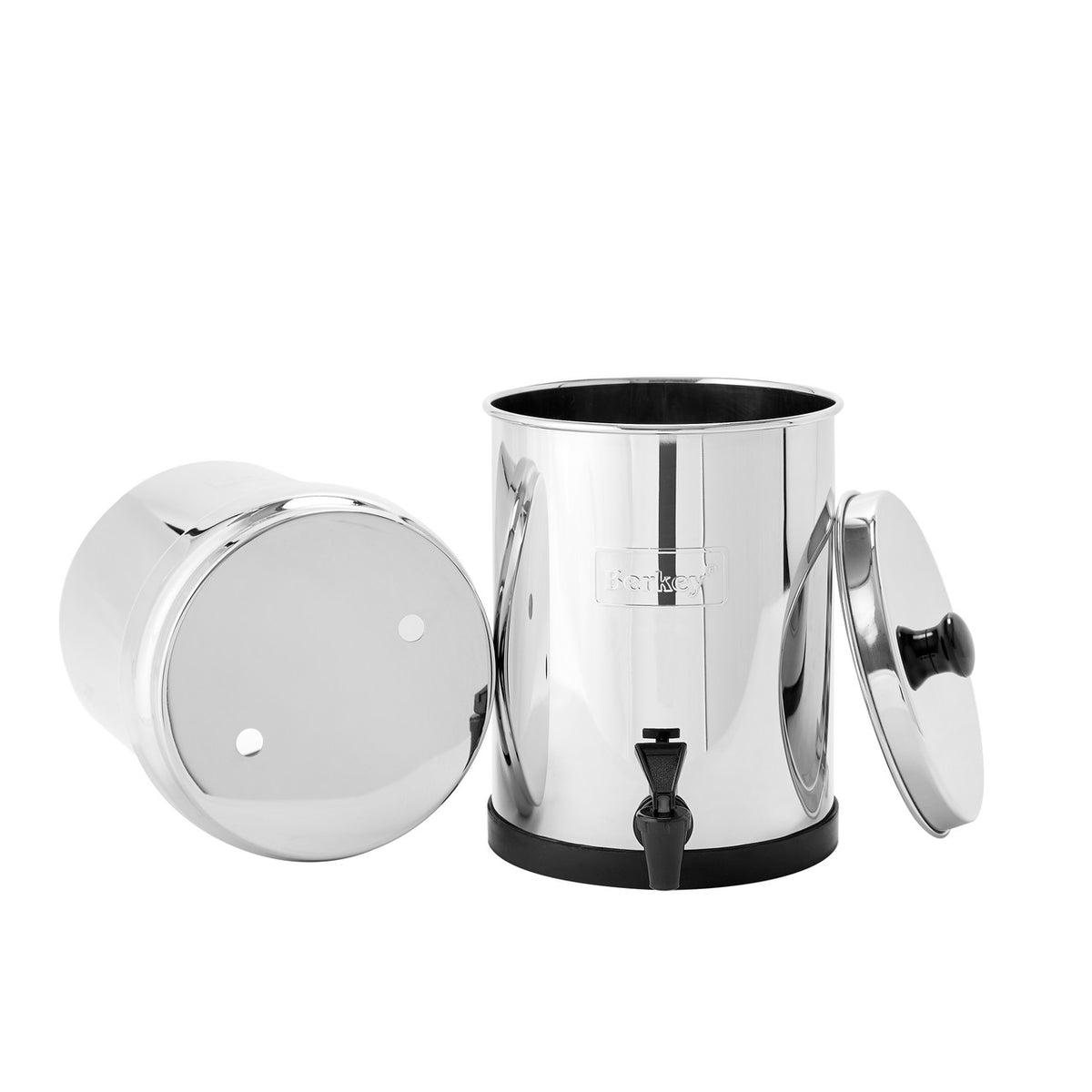 Travel Berkey water filter system with two stainless steel chambers and lid