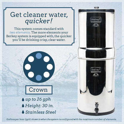 Crown Berkey 6 gallon stainless steel water filter system