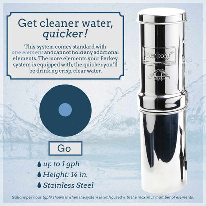 Go Berkey stainless steel portable water filter system
