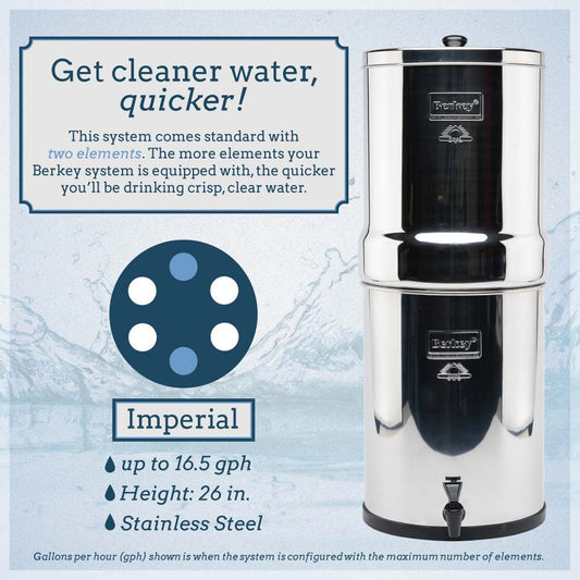 Imperial Berkey 4.5 gallon stainless steel water filter system