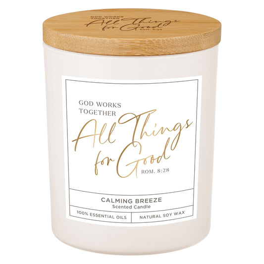 All Things For Good Calming Breeze Candle in a Glass Jar - Romans 8:28