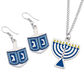 Dreidel Earrings & Menorah Necklace Set
