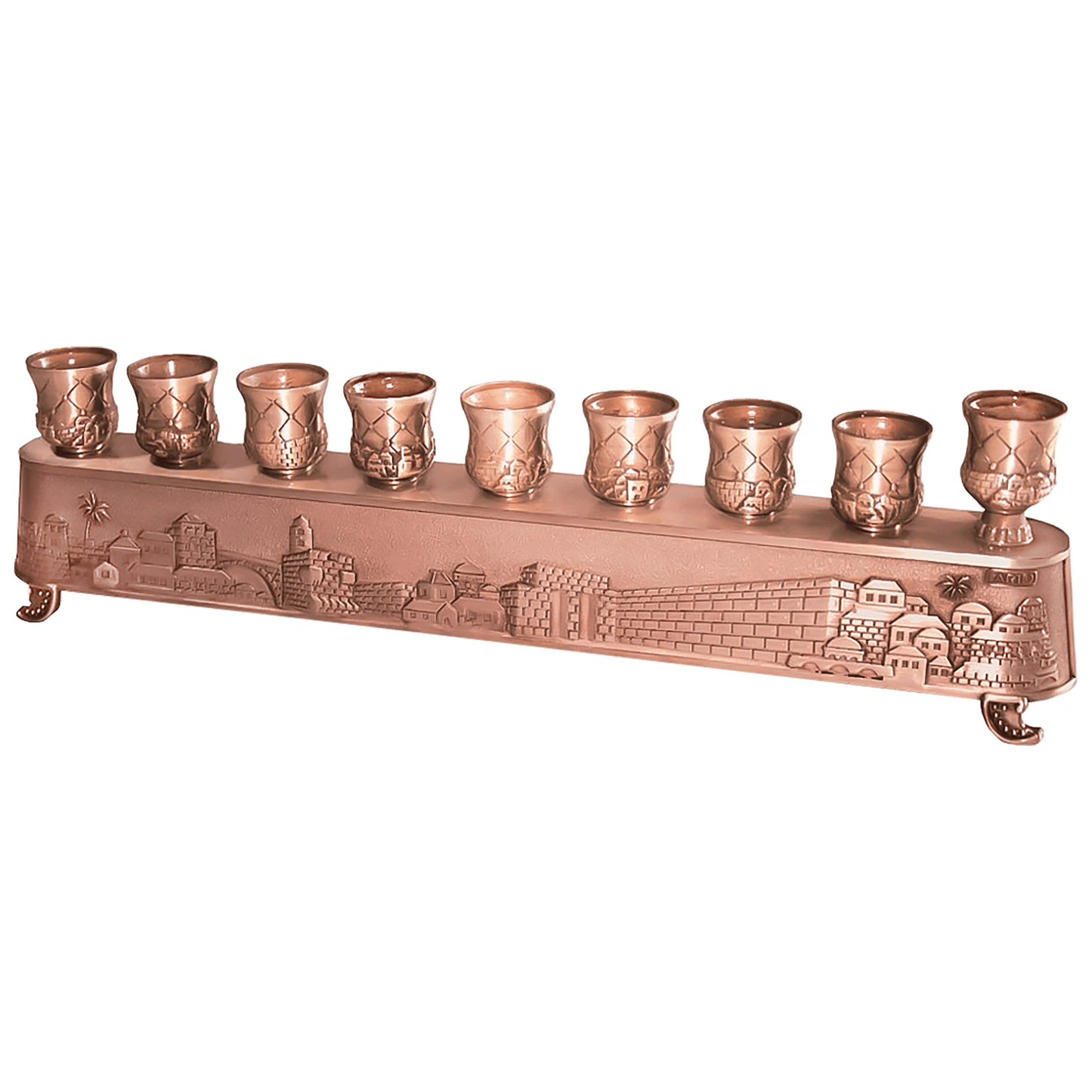 Hanukkiah & Shabbat Candlesticks - Copper