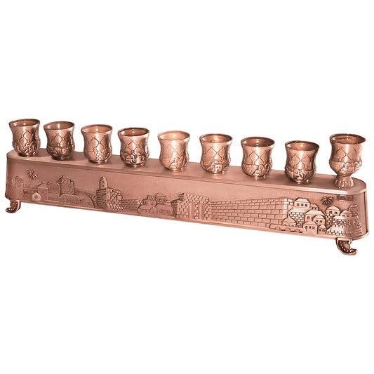 Hanukkiah & Shabbat Candlesticks - Copper