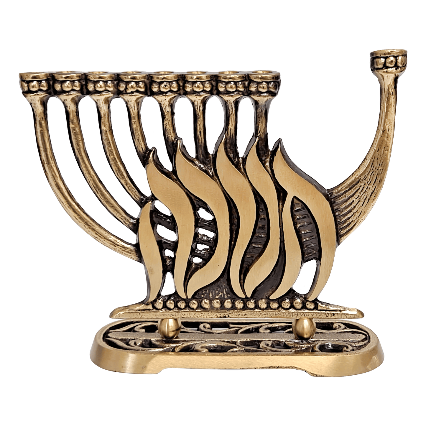 Brass Shofar Hanukkiah