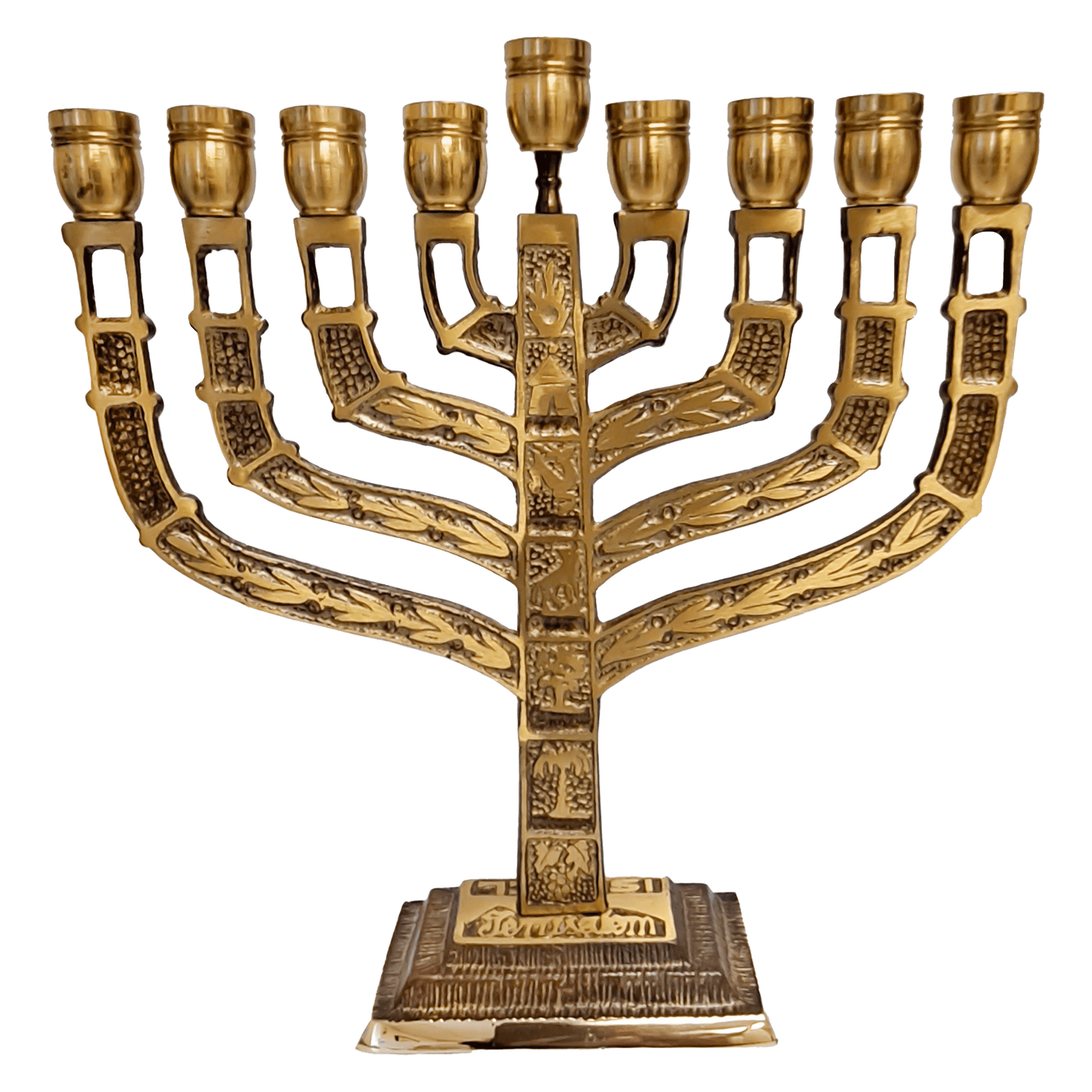 Twelve Tribes Brass Hanukkiah