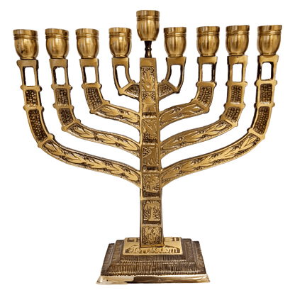 Twelve Tribes Brass Hanukkiah